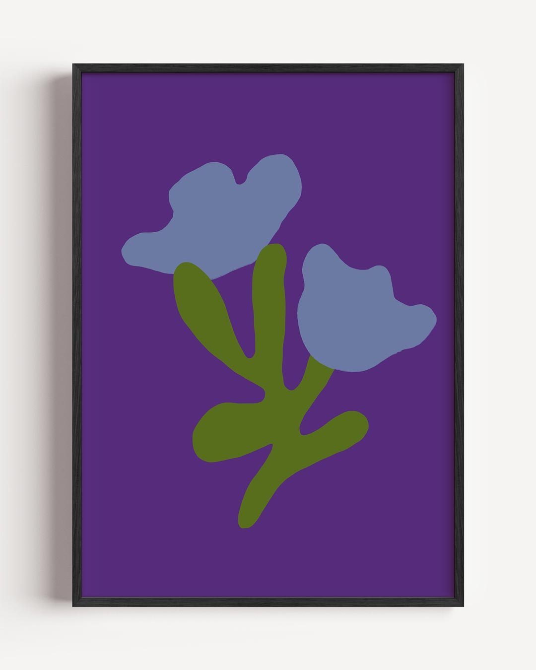 Bloemige Elegantie op Paars – kleurrijke abstracte portret poster als wanddecoratie