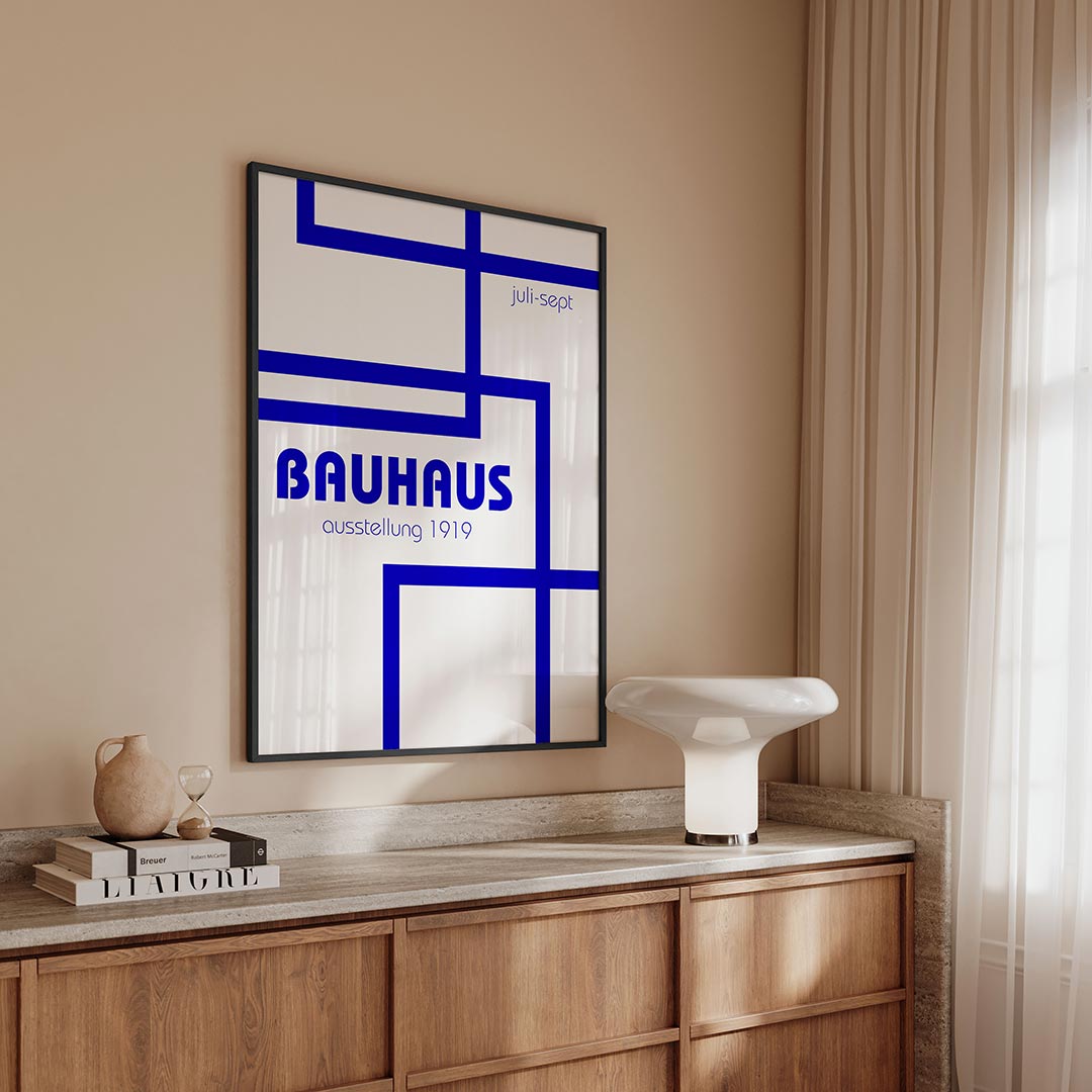 Lijnen en vlakken – geometrische Bauhaus poster in staand formaat