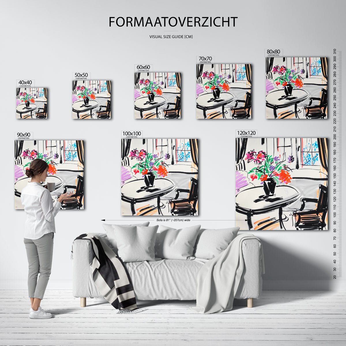 Bloemen op tafel – vierkante muurposter voor keuken of eethoek