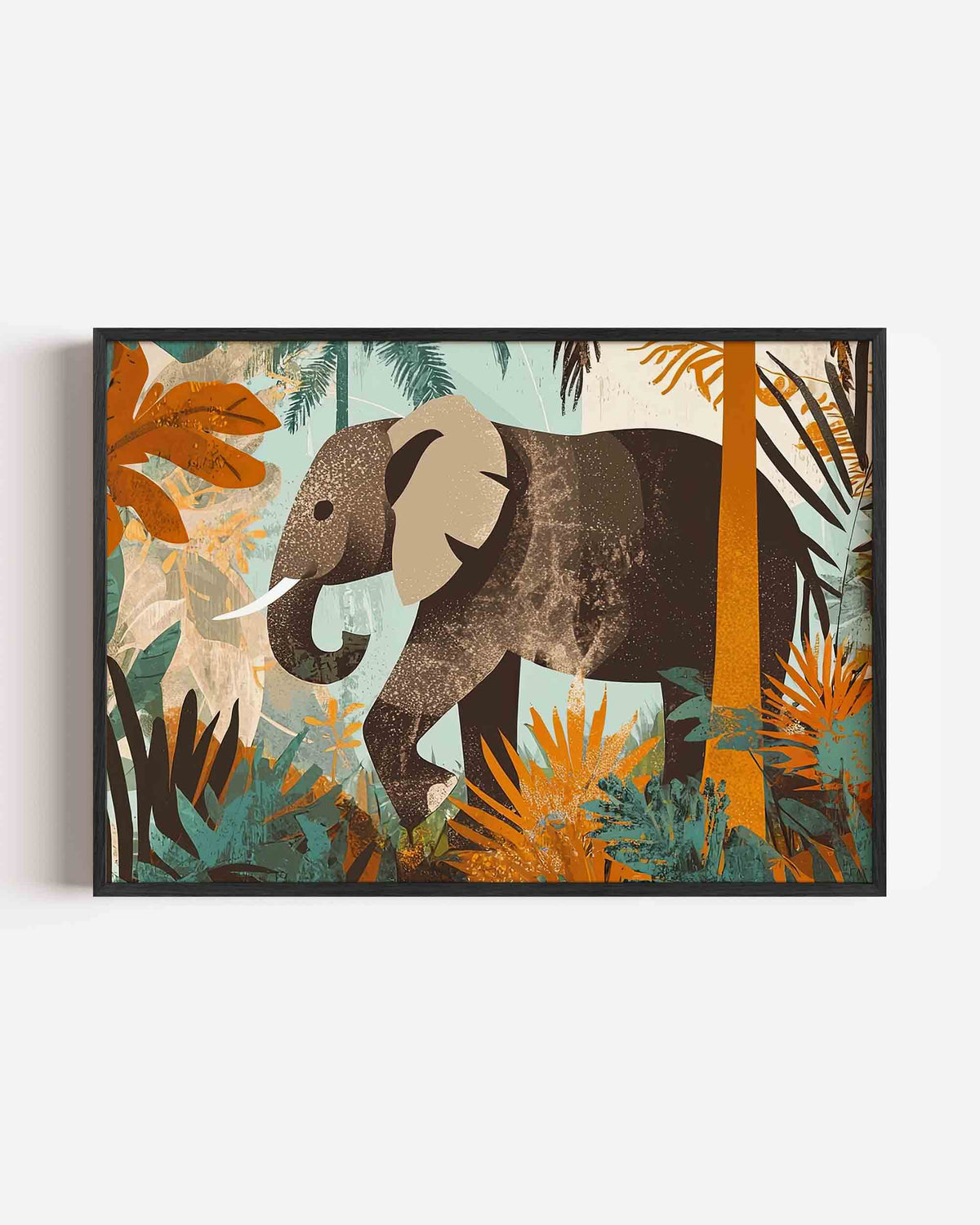 Olifant in jungle – dieren landscape poster als wanddecoratie