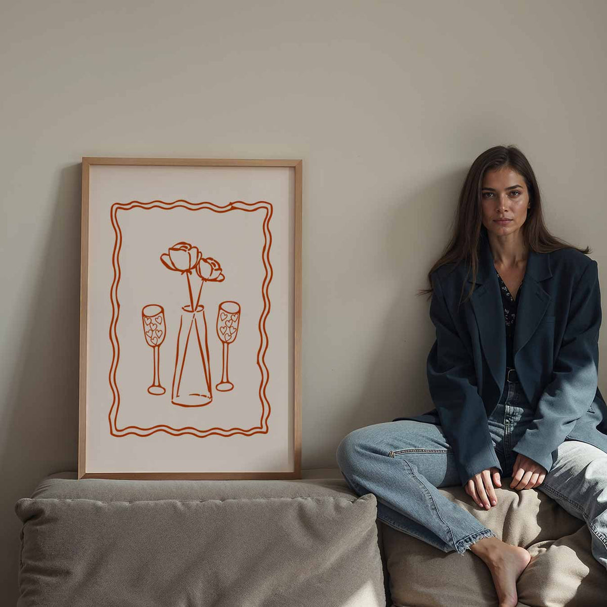 Romantische Bloemen en Hartjes – staande keuken wanddecoratie van WallArtistic
