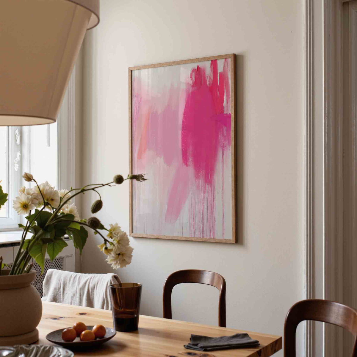 Roze en rode abstracte – kunst en design poster in portret formaat