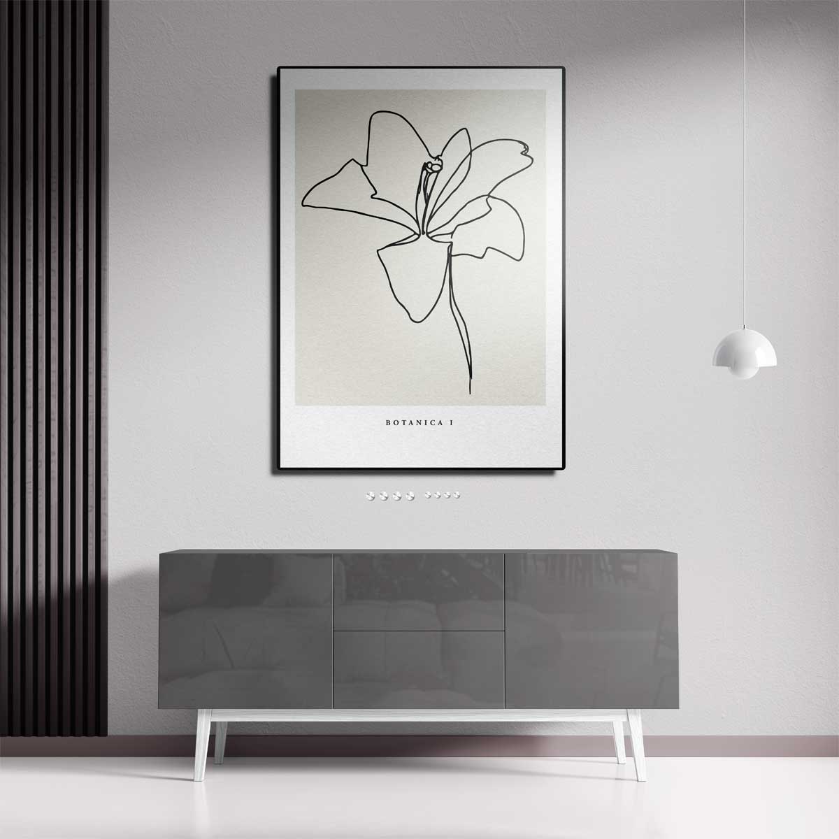 Elegante Bloemenlijntekening – canvas kunstwerk als wanddecoratie
