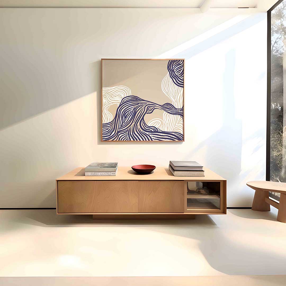 Golvende lijnen – vierkante abstracte wanddecoratie van WallArtistic