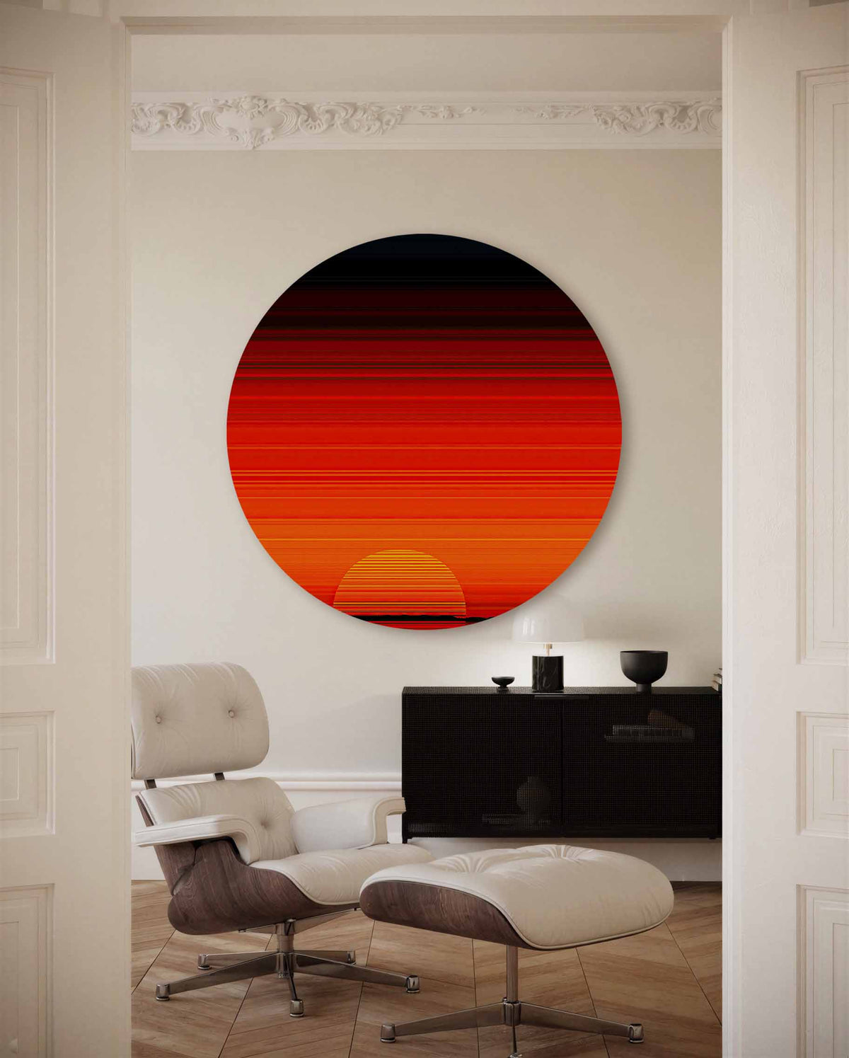 Zonsondergang – portret muurcirkel als ronde muurdecoratie