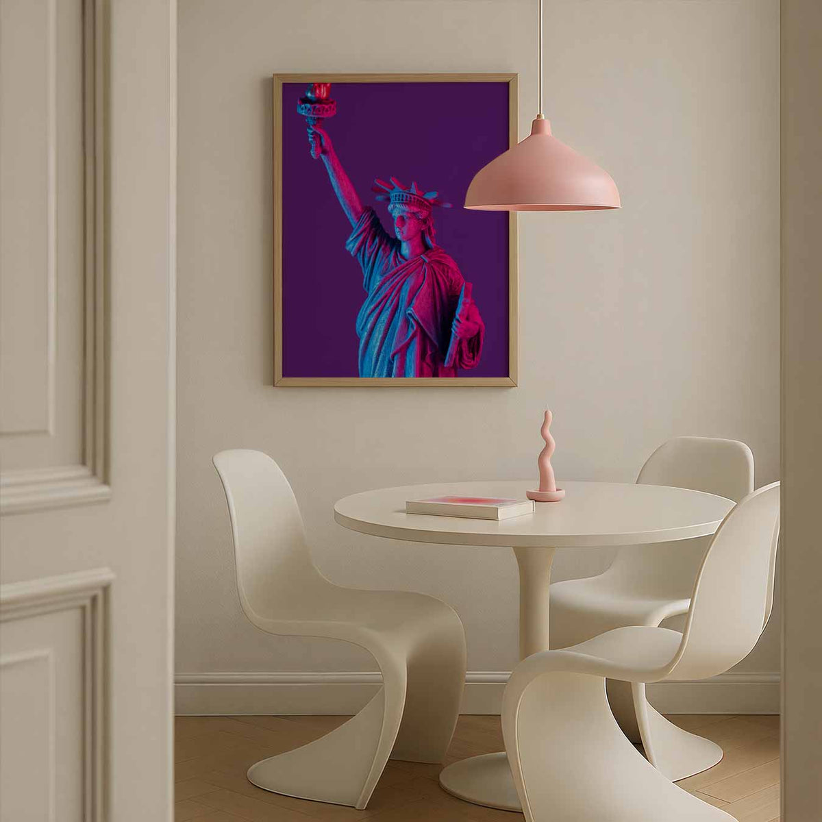 Vrijheidsbeeld in Neon – Streetart wandkunst als portret poster