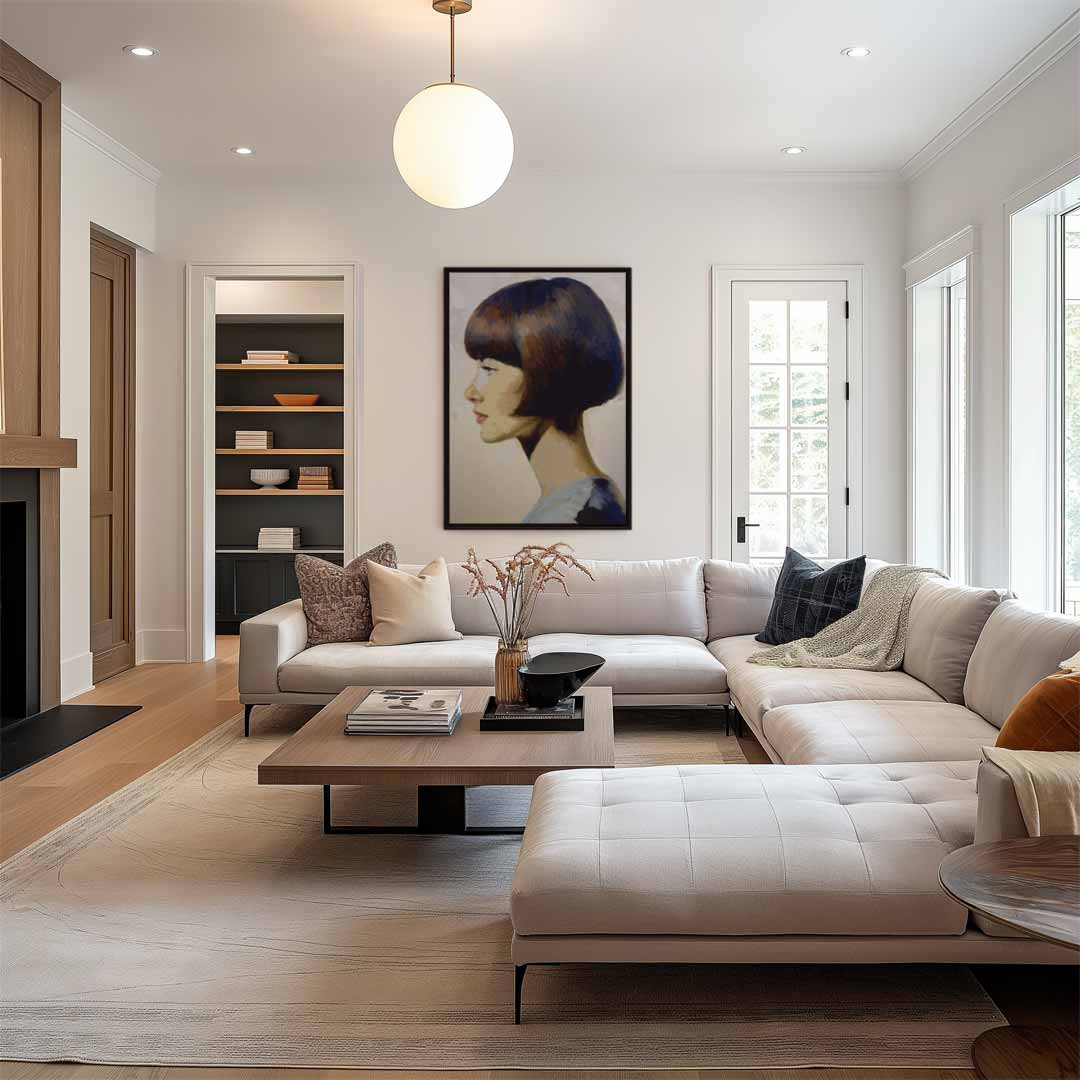 Modern Portret in Profiel – canvas wanddecoratie in portret formaat