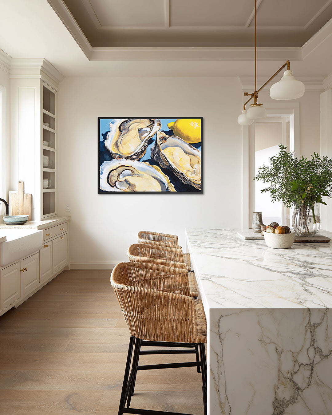 Oesters en citroen – liggende wanddecoratie