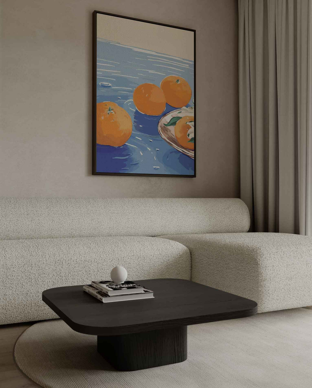Citrus Serenade – kunstwerk met zwarte baklijst
