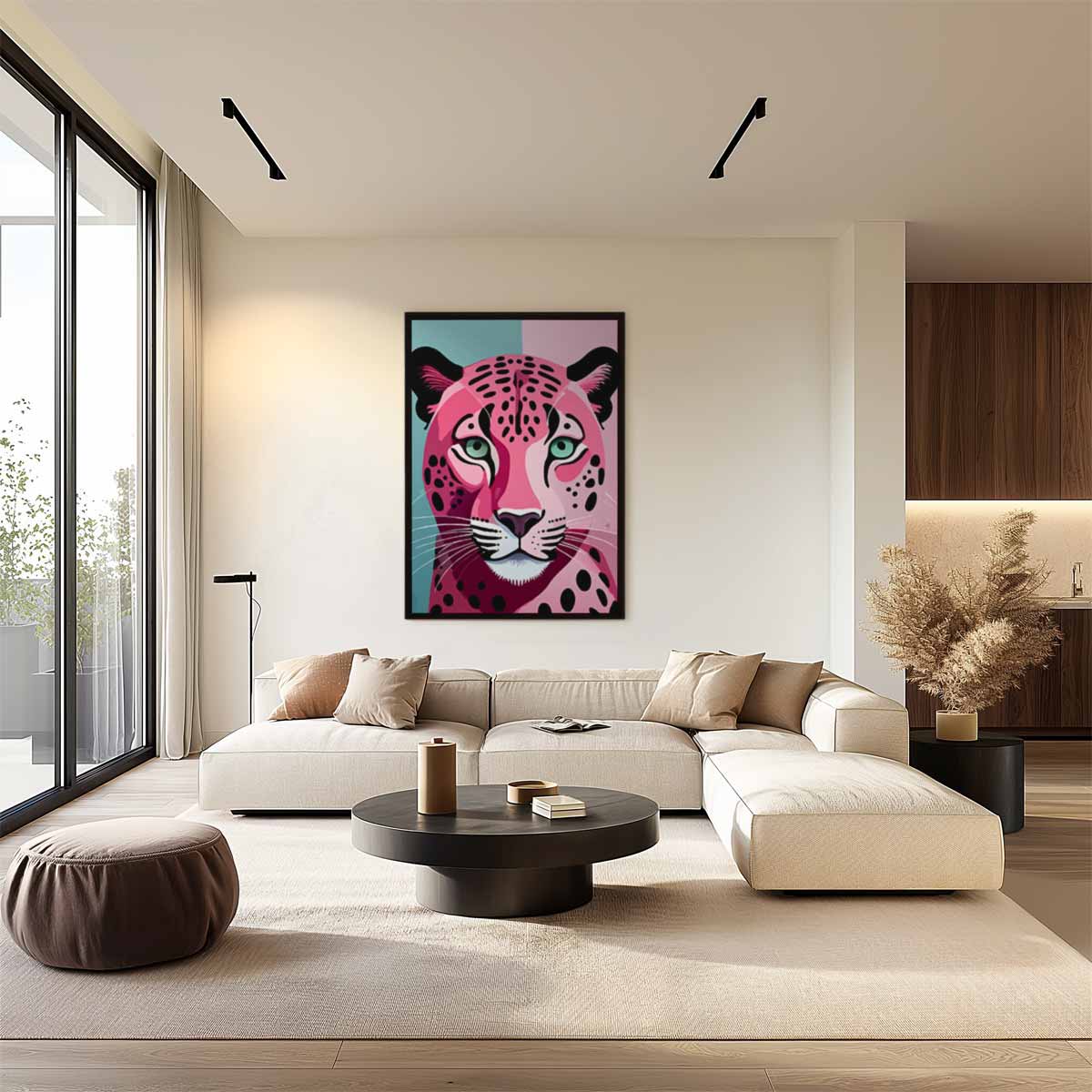 Kleurrijke Luipaard Expressie – staand kunstwerk voor modern interieur