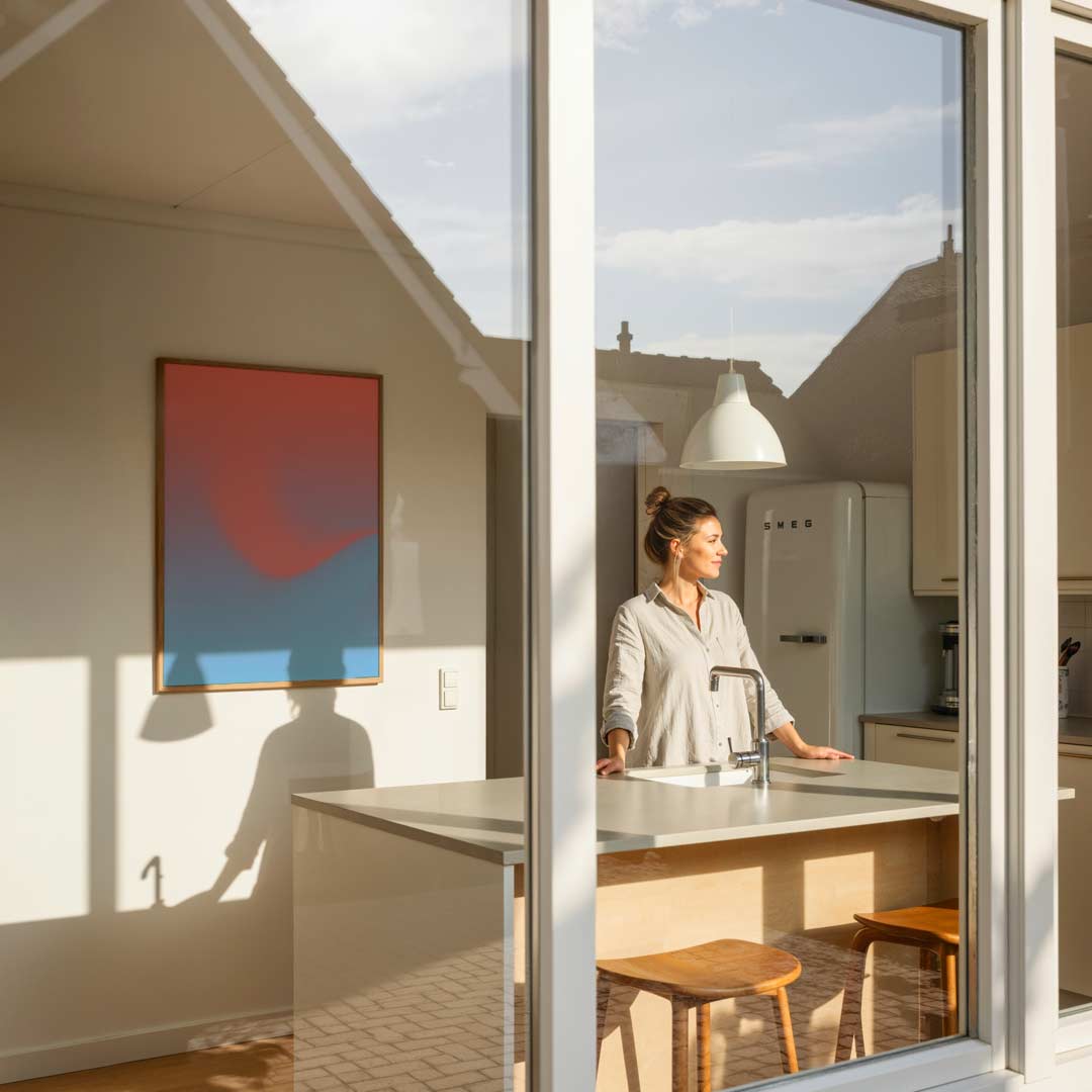 Zachte Zonsopgang Vibes – abstracte wandkunst als portret poster