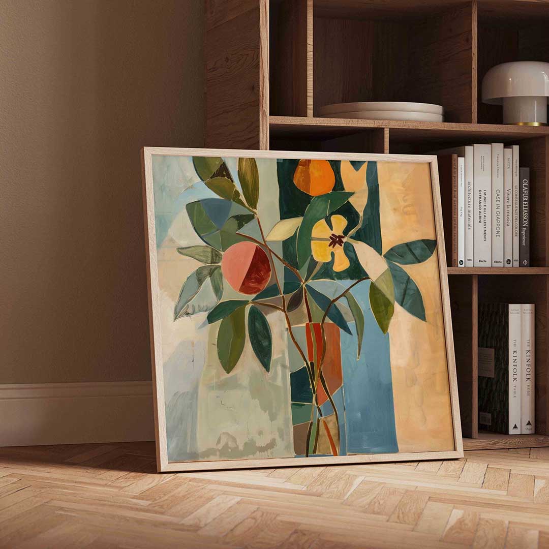 Bloemen en bladeren – moderne wandkunst als vierkante poster
