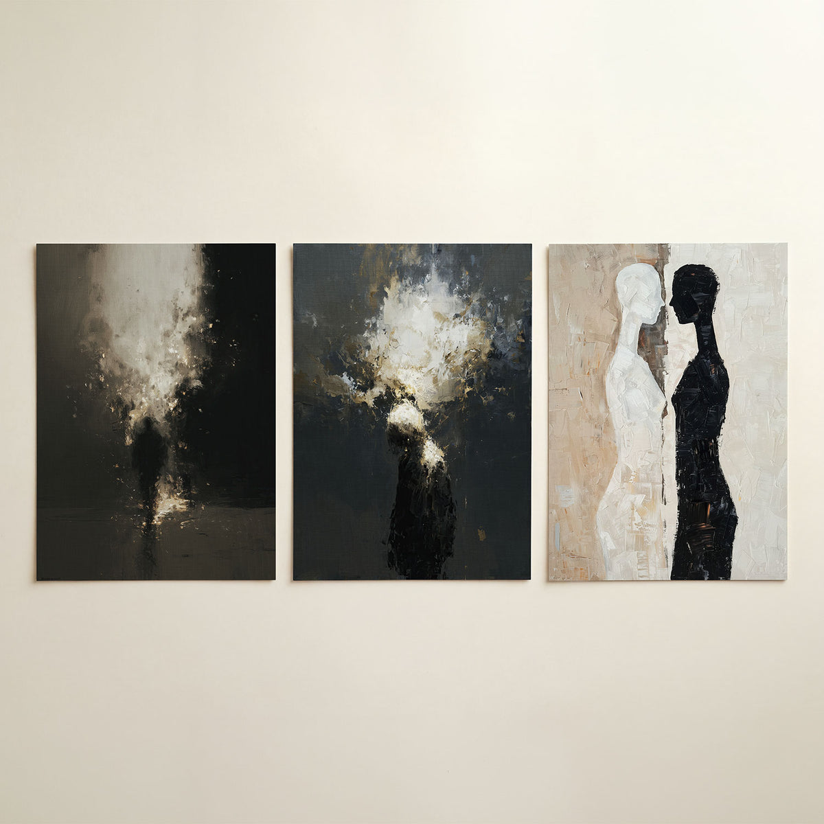 Vorm en schaduw driedelige posterset in tweede interieur