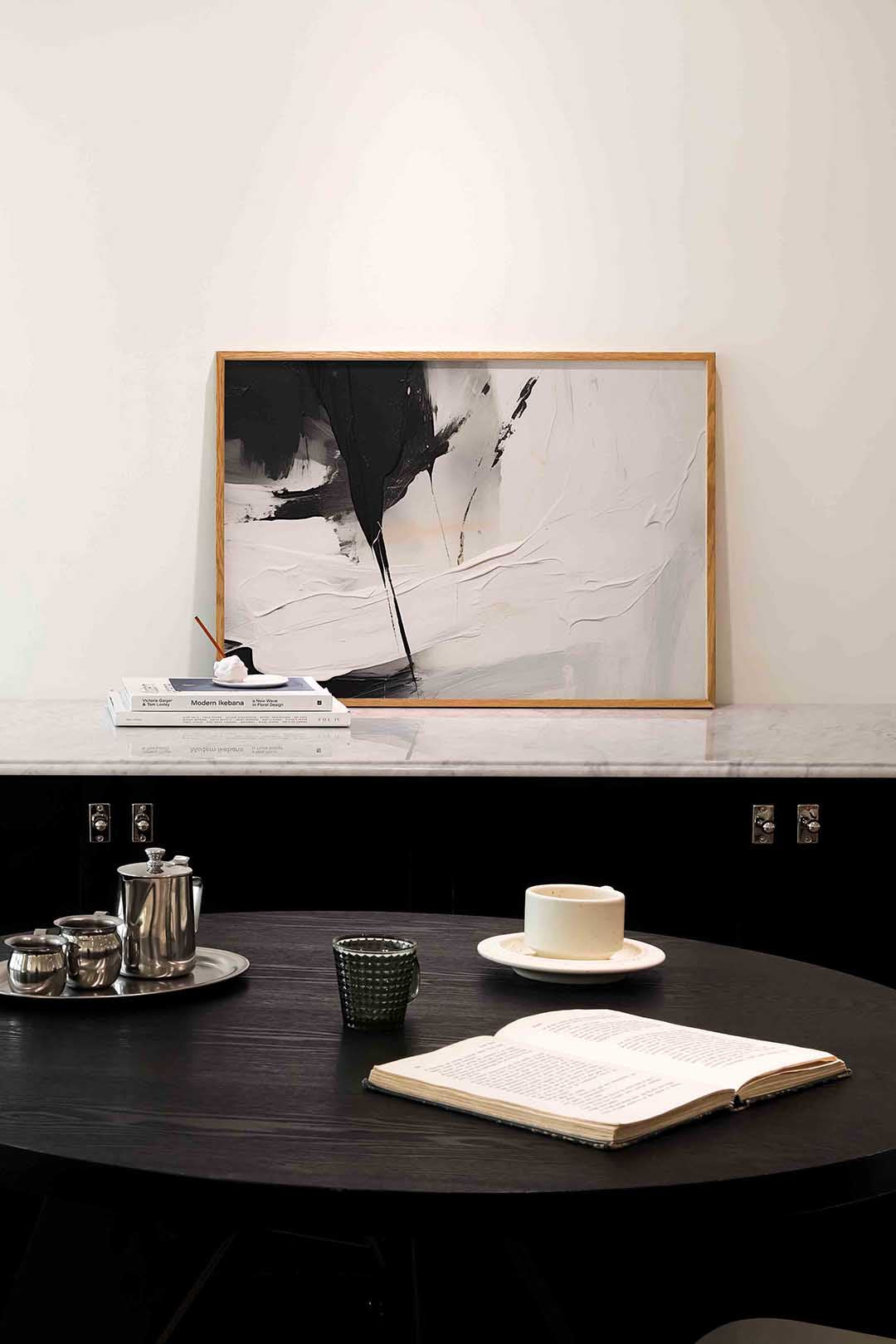 Abstracte zwart wit – abstracte poster in liggend formaat