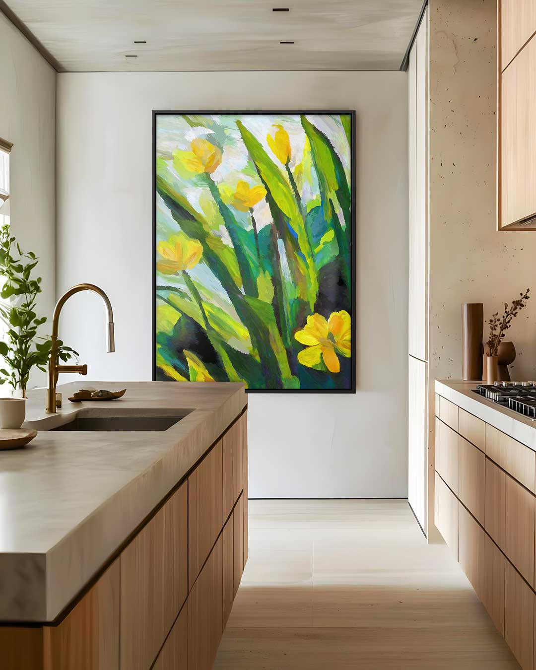 Zonnige Bloemvelden – plexiglas wanddecoratie in portret formaat