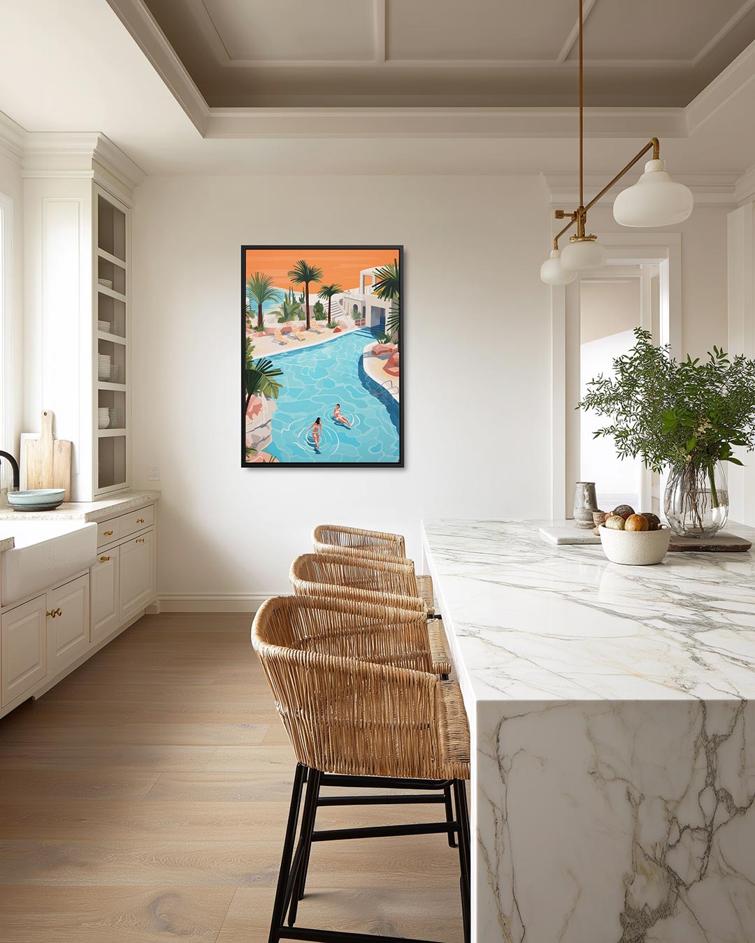 Zomerse zwemscene – staand wanddecoratie kunstwerk