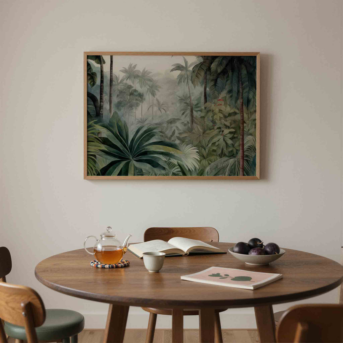 Tropisch bladerdek – liggende jungle wanddecoratie van WallArtistic