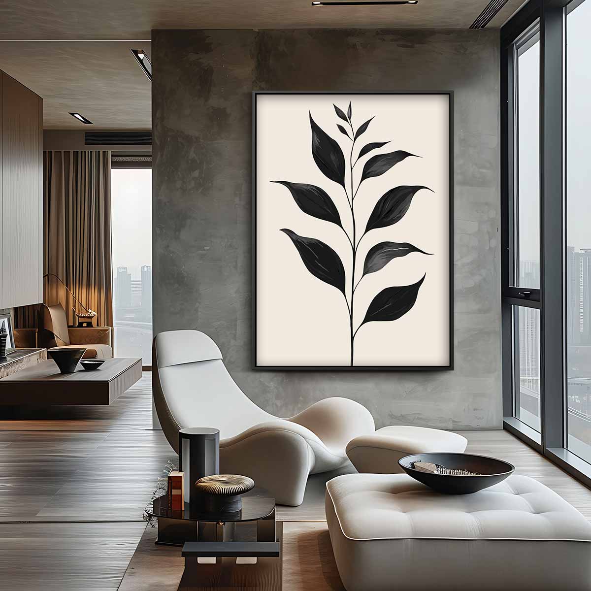 Minimalistisch Botanisch Kunstwerk – canvas wanddecoratie in portret formaat