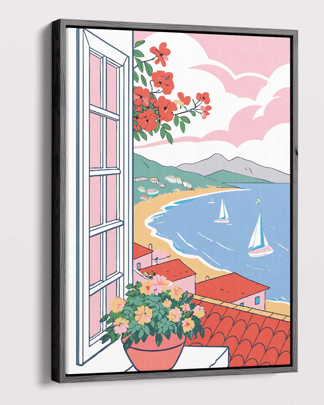 Uitzicht op een Zonnige Kust – dibond kunstwerk als wanddecoratie
