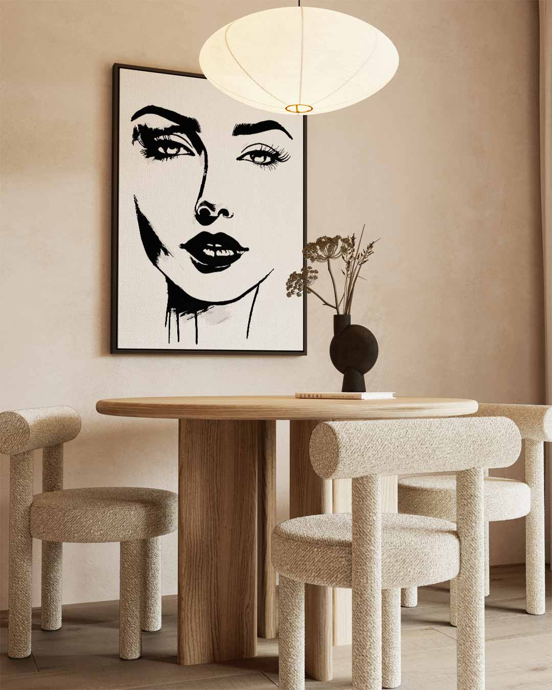 Minimalistisch Portret in Zwart-Wit – dibond wanddecoratie in staand formaat