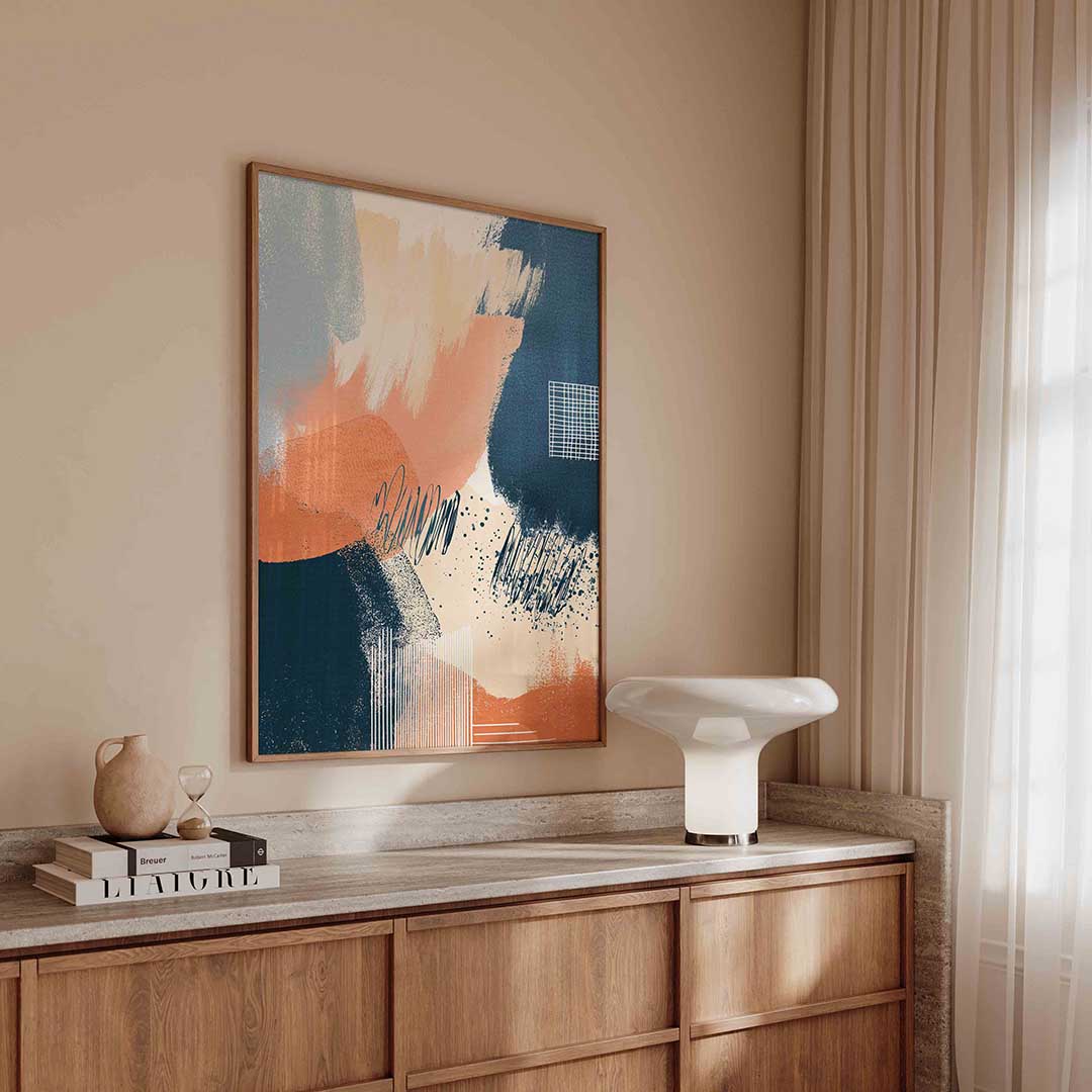 Abstracte penseelstreken – abstracte poster in staand formaat