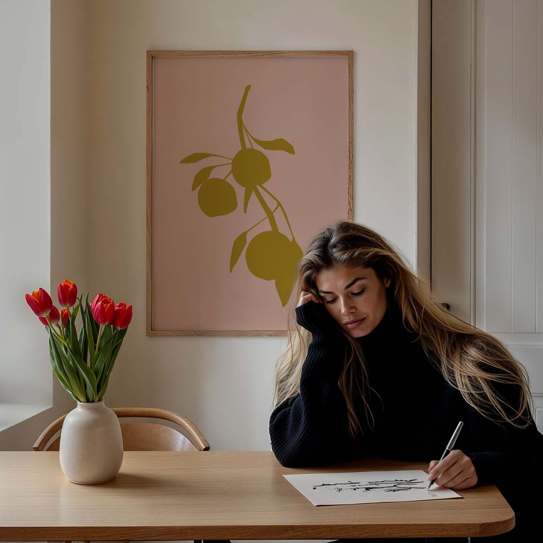 Elegante Citrus Kunstposter – bloemen poster in staand formaat