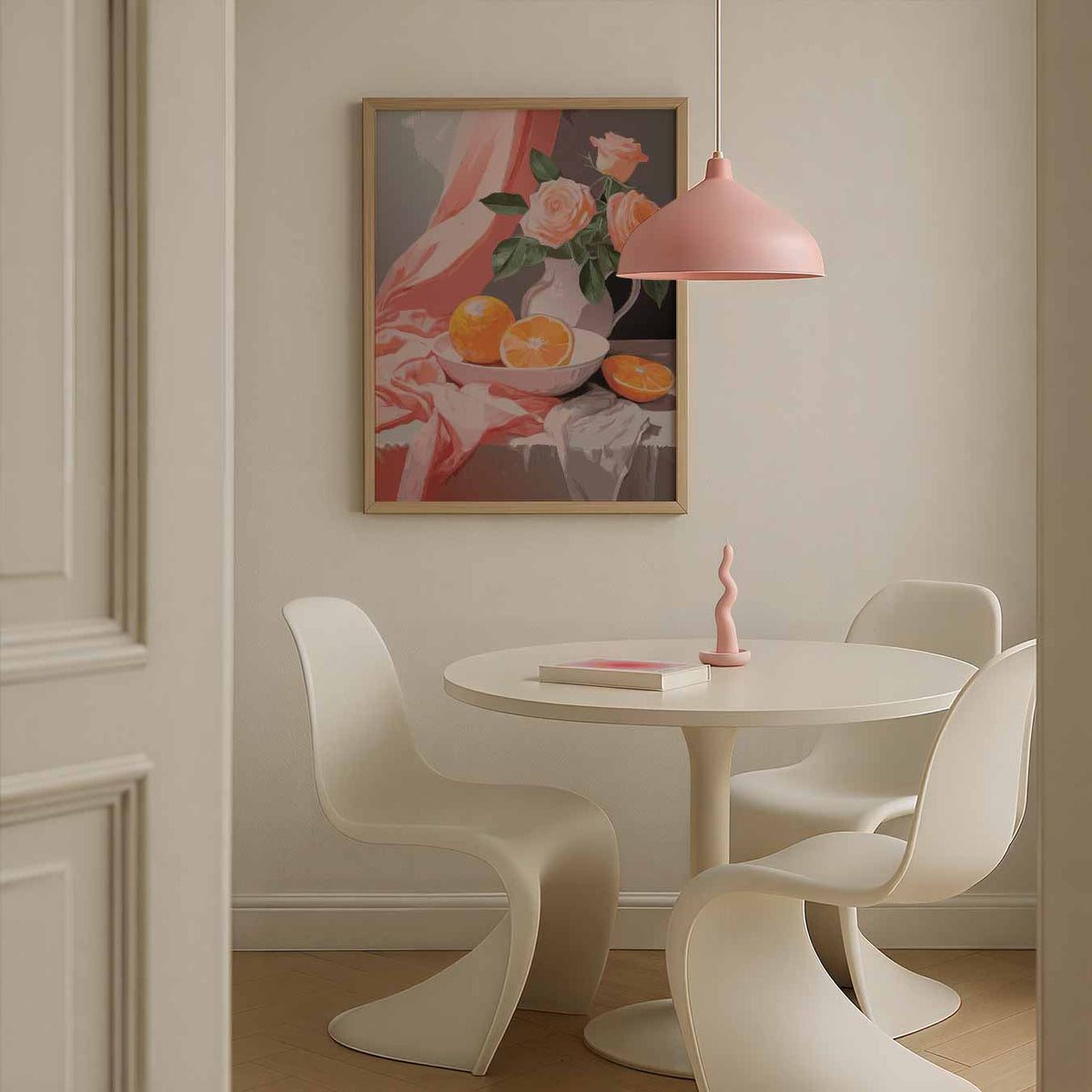 Romantische Rozen en Sinaasappels – bloemen poster in staand formaat