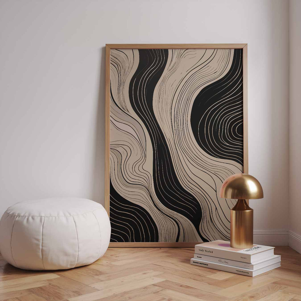 Elegante Abstracte Lijnen – staande kleurrijke abstracte wanddecoratie van WallArtistic