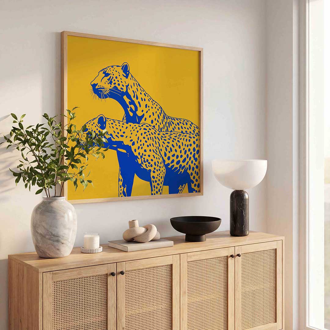 Twee luipaarden – dierenillustratie als vierkante poster