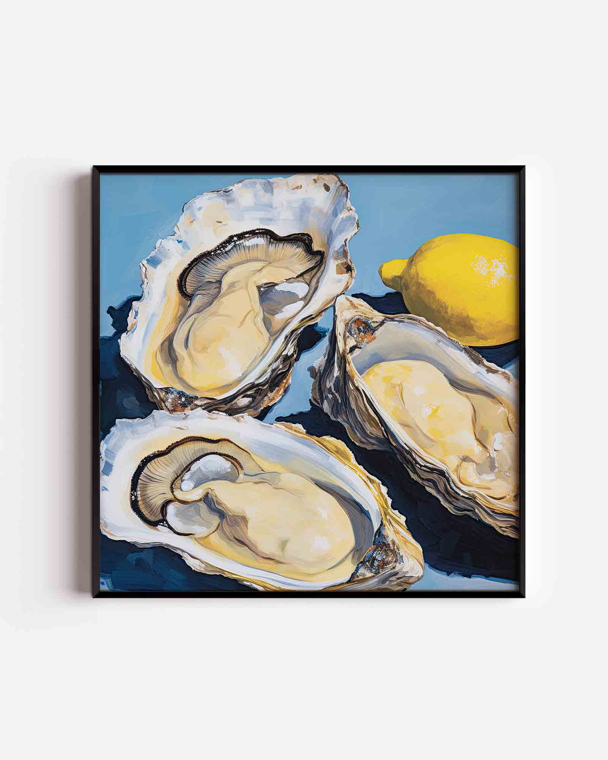 Oesters en citroen – kleurrijke illustratie poster als wanddecoratie