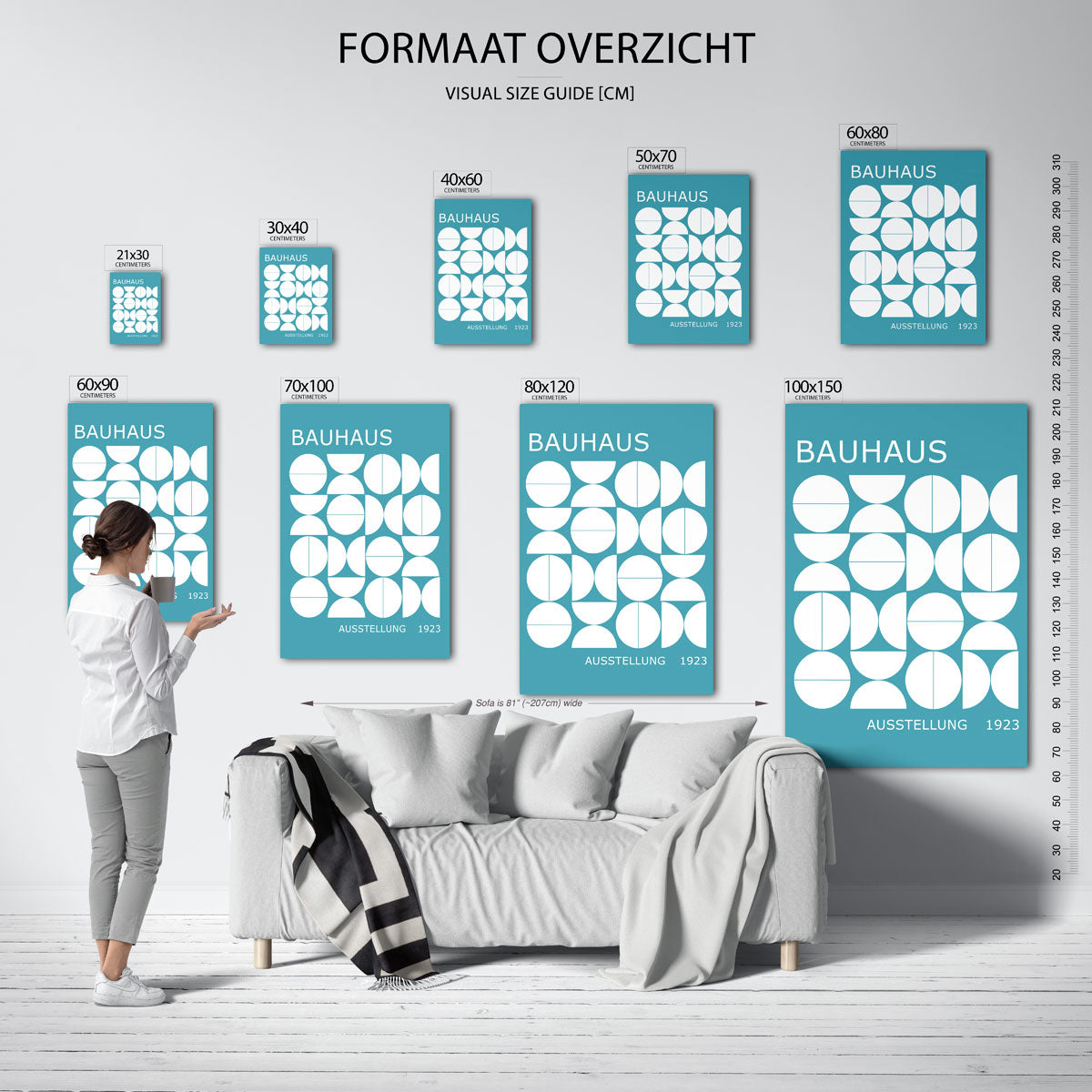Vormritme en kleur – geometrische poster in Bauhaus-stijl van WallArtistic