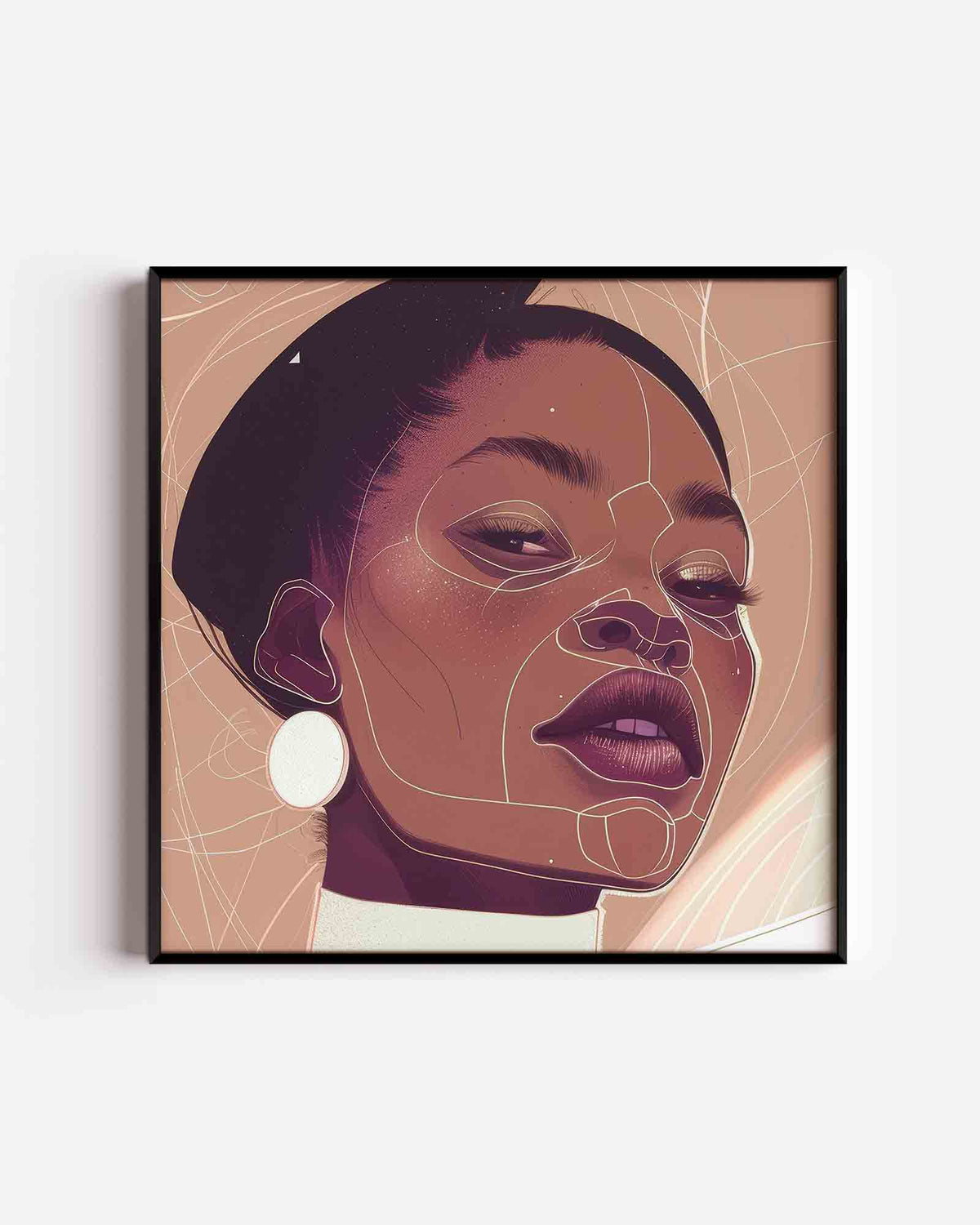 Vrouwelijk portret – kleurrijke illustratie poster als wanddecoratie