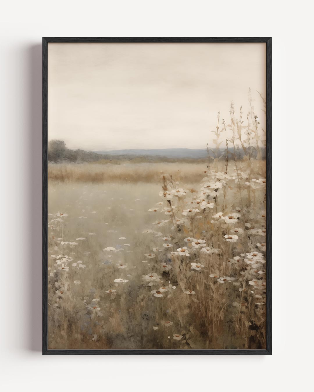 Romantische Bloemenveld – natuur en stad portret poster als wanddecoratie