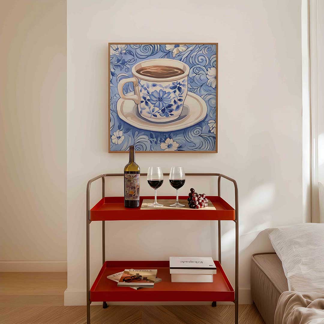 Bloemmotief kopje – vierkante keuken wanddecoratie van WallArtistic