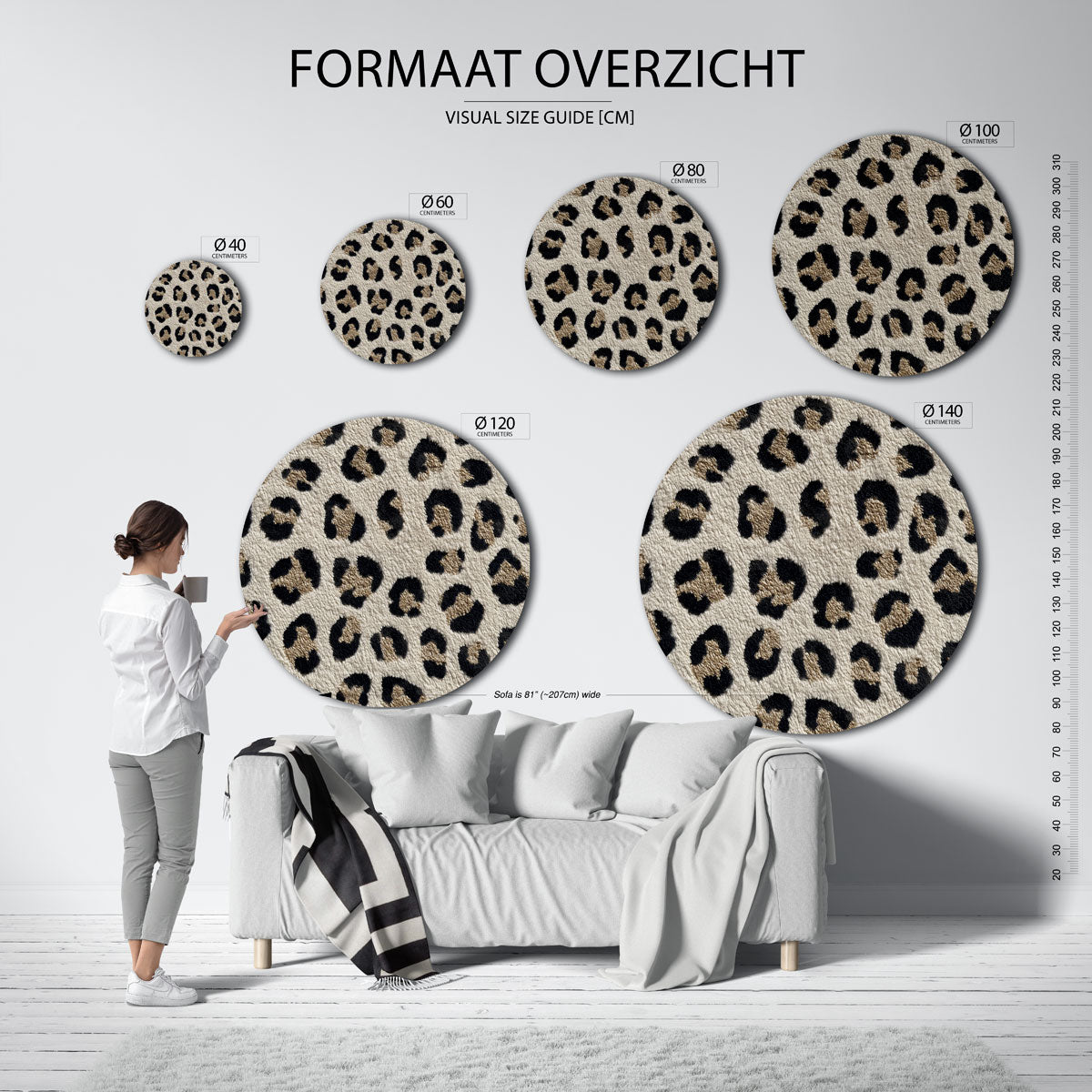 Luipaardprint – safari wandkunst als moderne muurcirkel