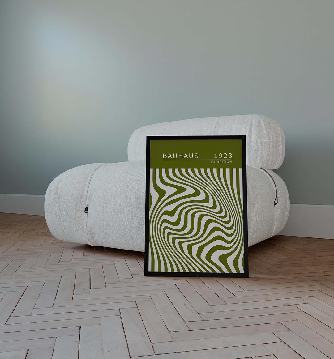 Golvend lijnenspel – geometrische poster in Bauhaus-stijl van WallArtistic
