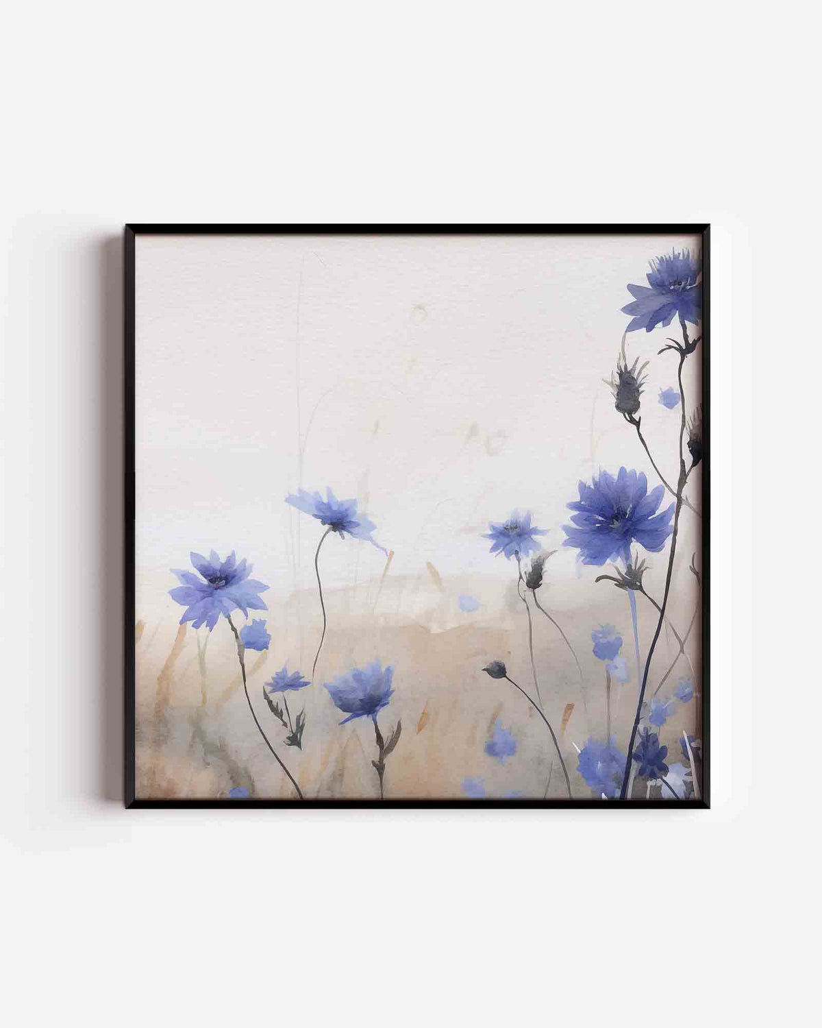 Blauwe bloemen – bloemen vierkante poster als wanddecoratie