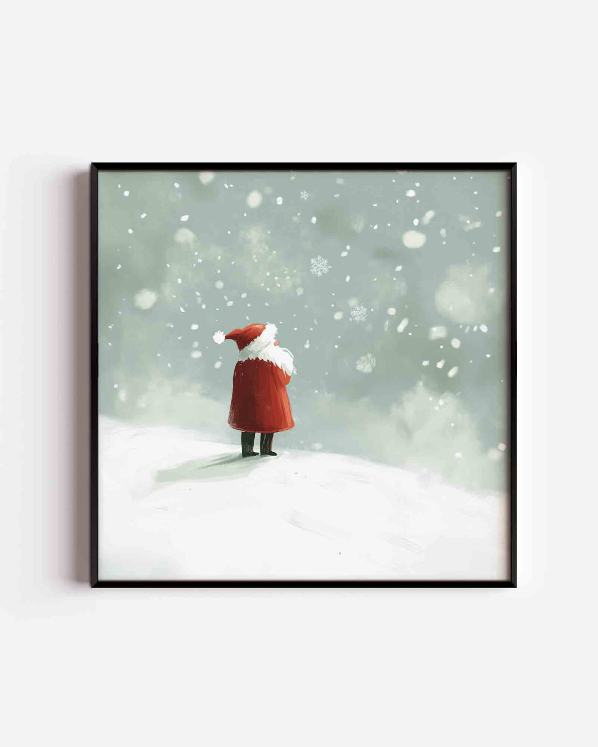 Sneeuwlandschap met figuur – vierkante kinderposter als wanddecoratie