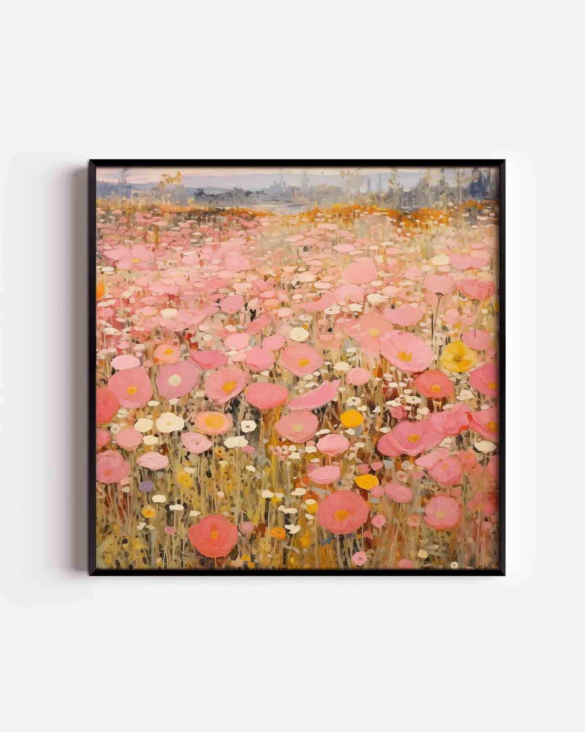 Bloemenveld – vierkante poster met kleur en vormen als wanddecoratie