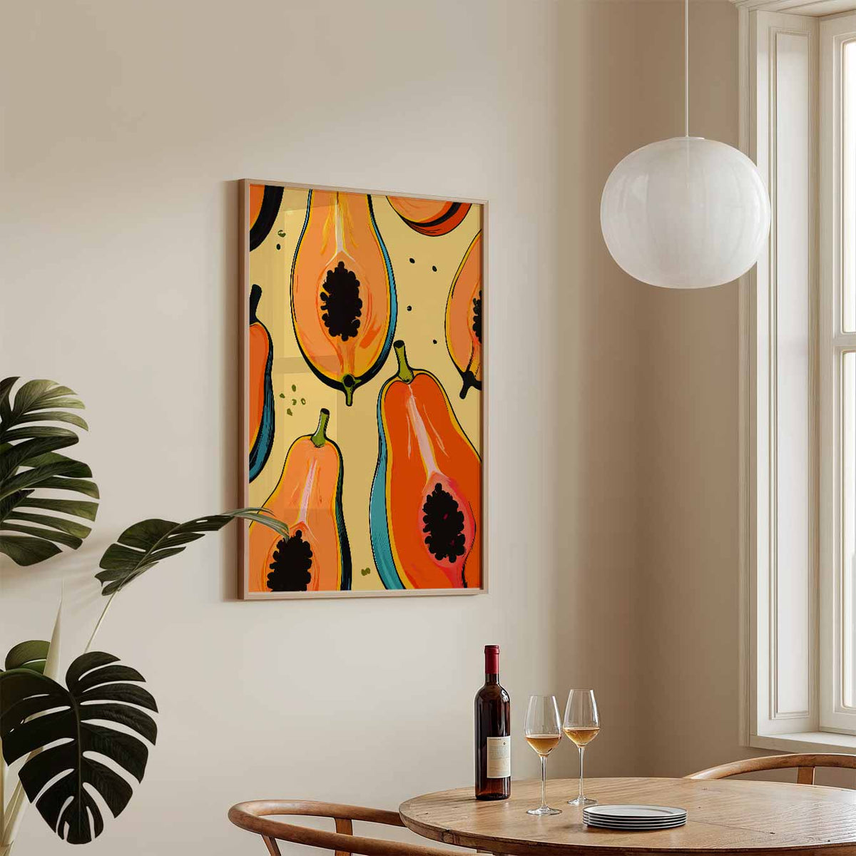 Tropische Papaya Print – keukenposter in staand formaat