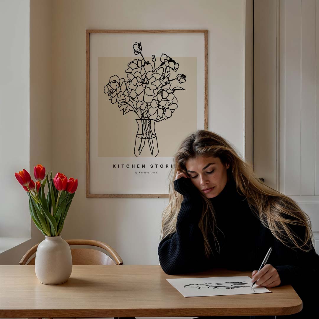 Bloemrijk Minimalisme – culinaire wandkunst als portret poster