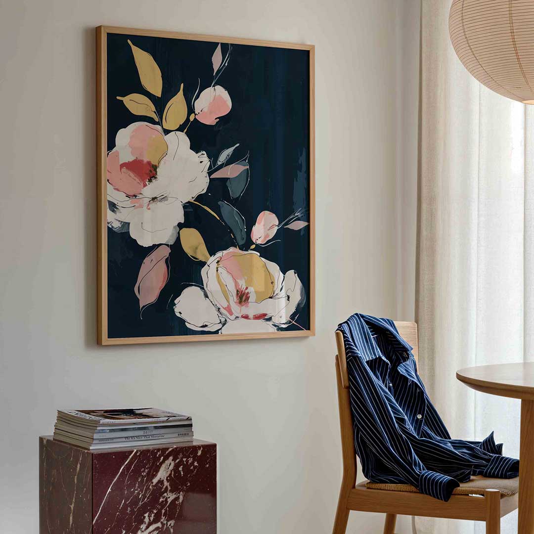 Bloemen en bladeren – kleurrijke illustratie poster in staand formaat