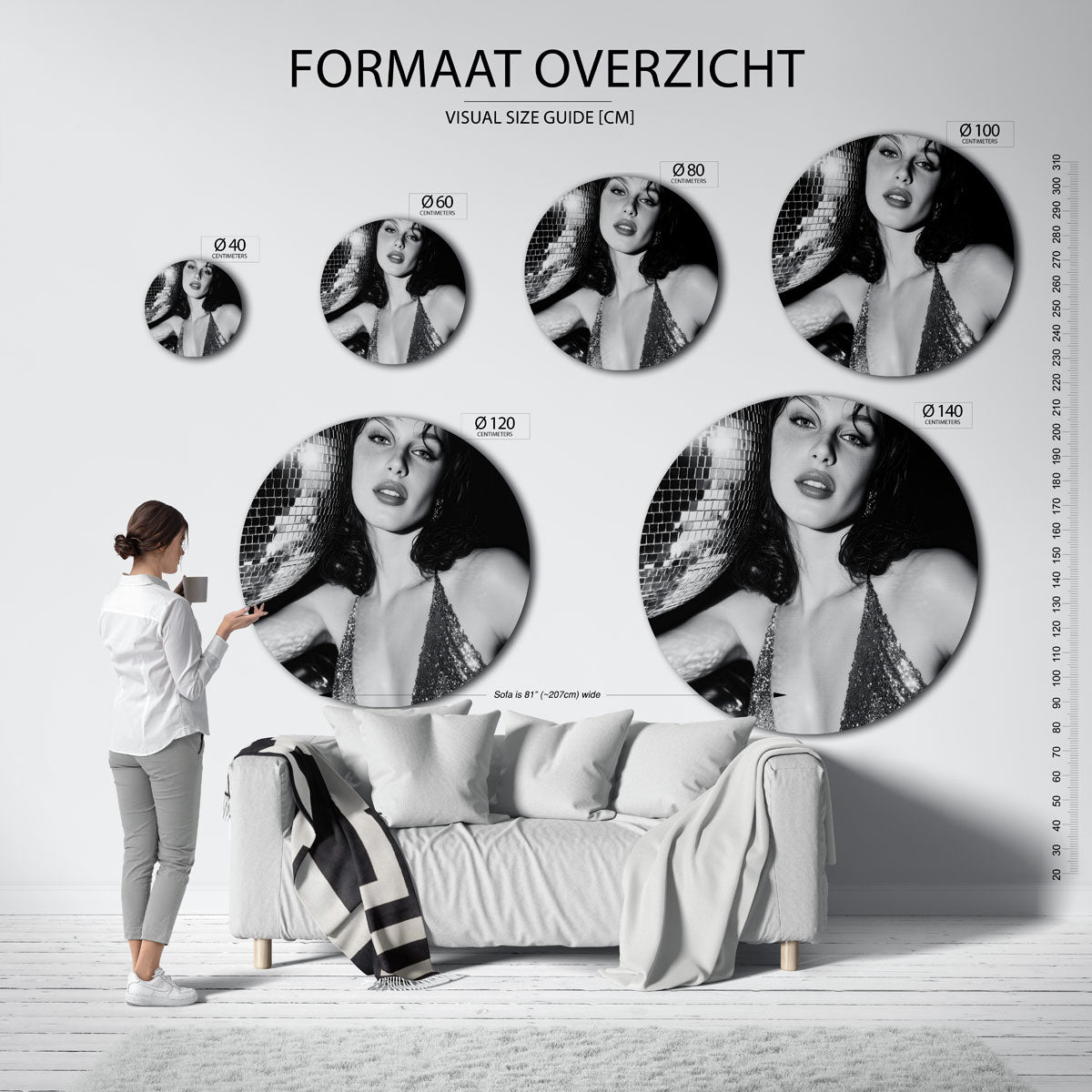 Abstracte – kleurrijke ronde muurdecoratie in Pop Art stijl