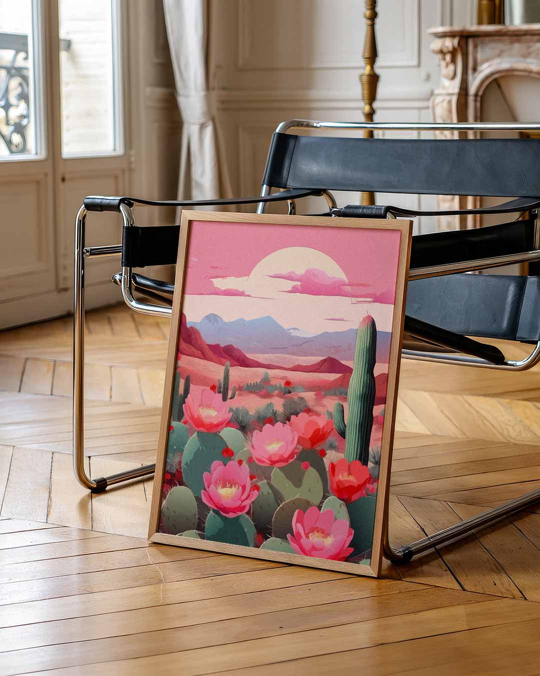 Woestijnbloemen bij Zonsondergang – staande muurposter voor Pasen