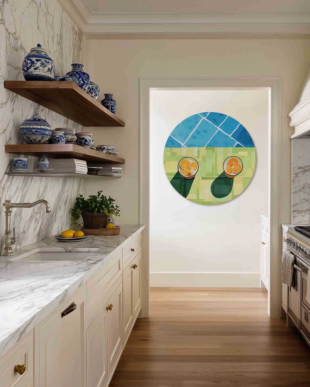 Zomerdrankjes – moderne abstracte muurcirkel voor aan de muur