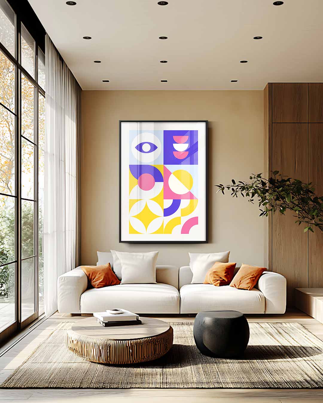 Kleurrijk Geometrisch Vreugde – staande wandkunst voor woonkamer of interieur
