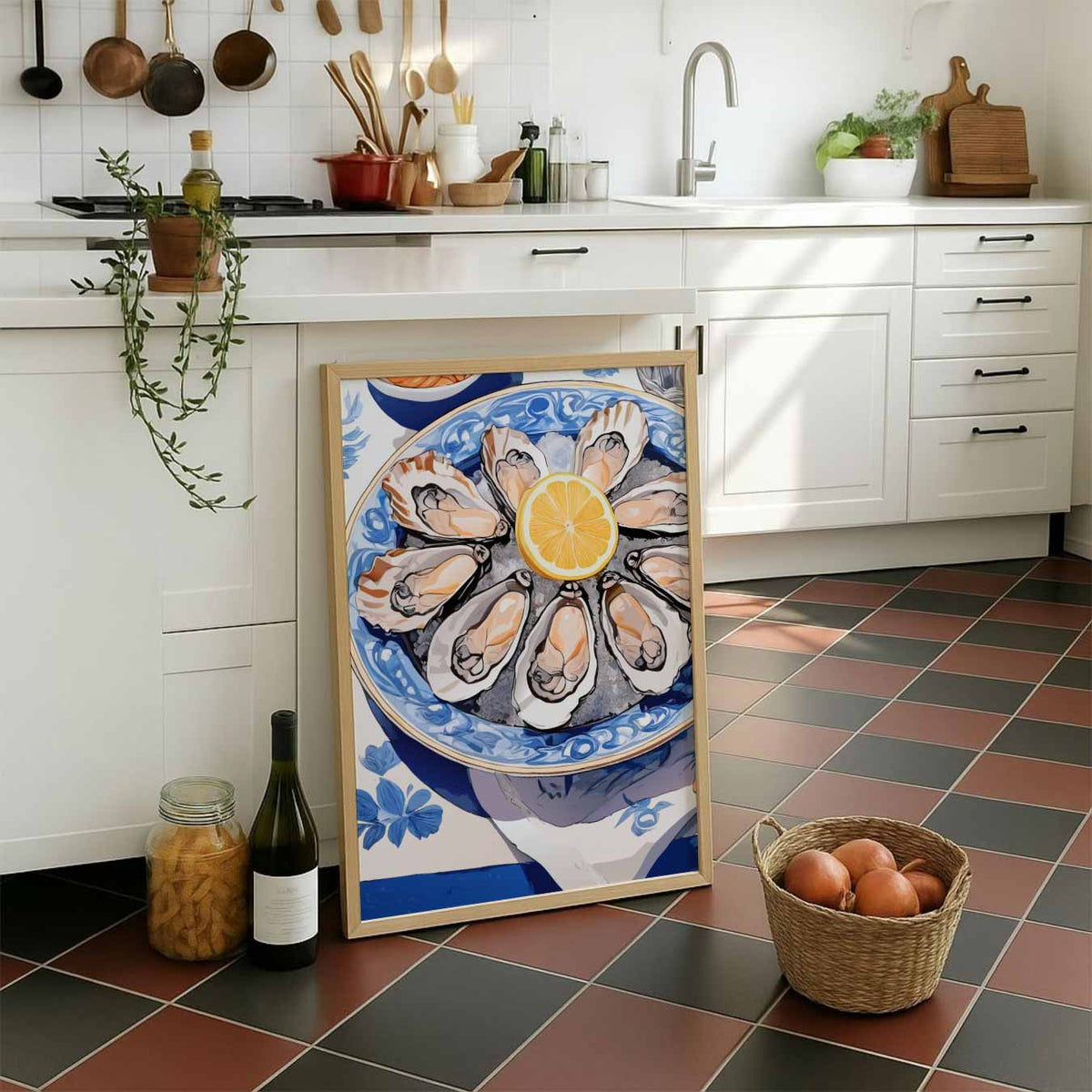 Stijlvolle Zeevruchten – staande muurposter voor keuken of eethoek