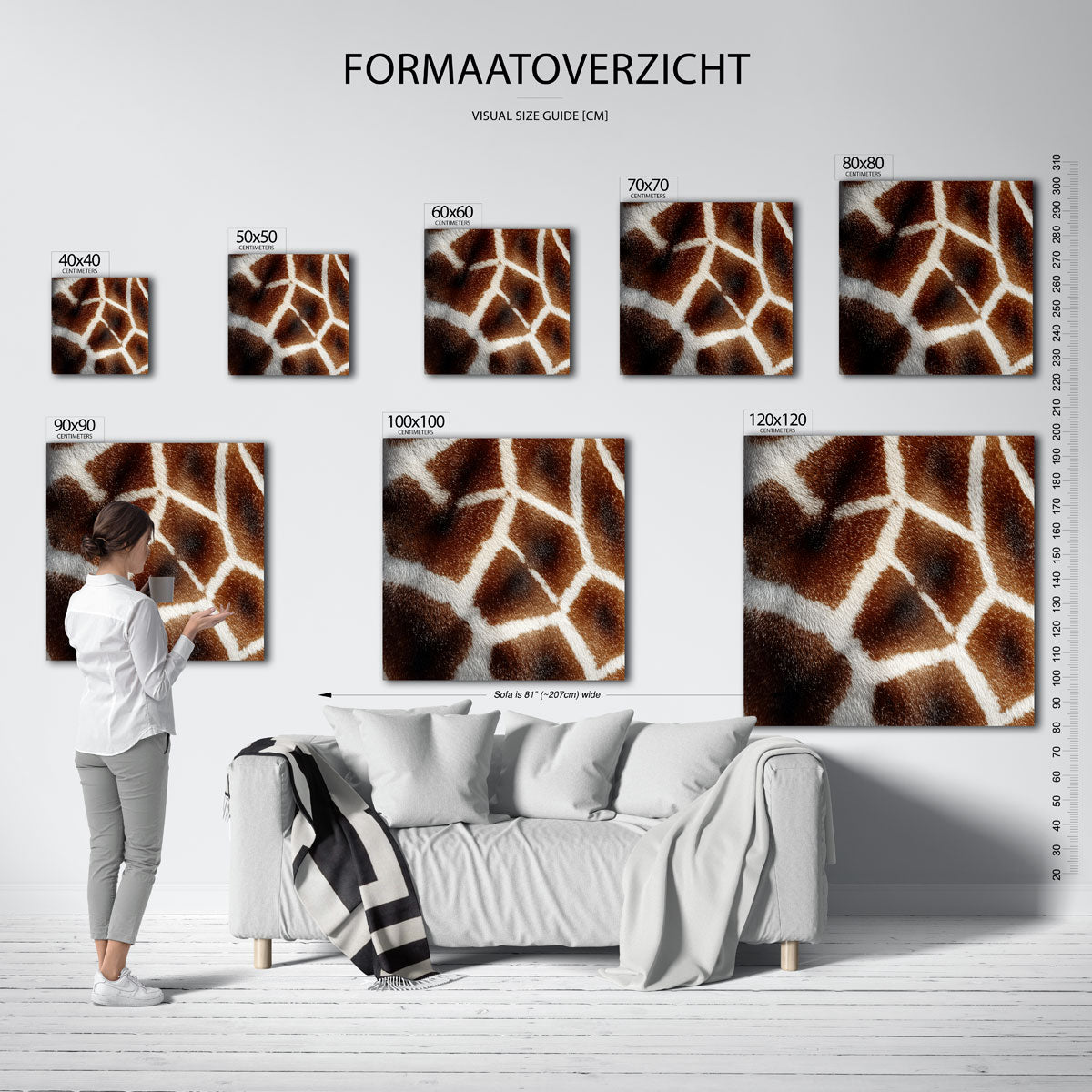 Giraffe patroon – tropische wandkunst als vierkante poster