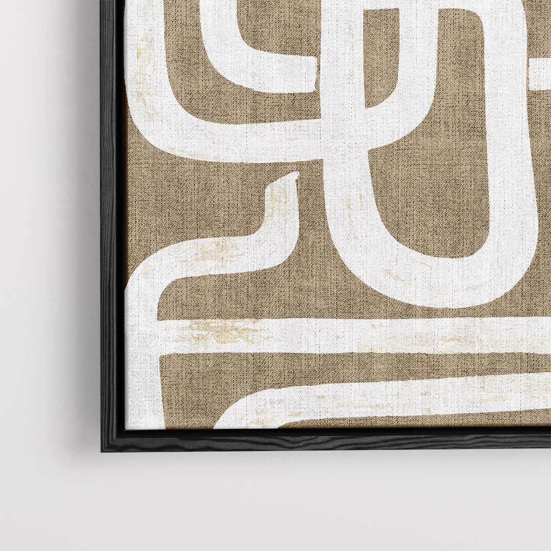 Abstract Labyrint Bruin – dibond kunstwerk als wanddecoratie