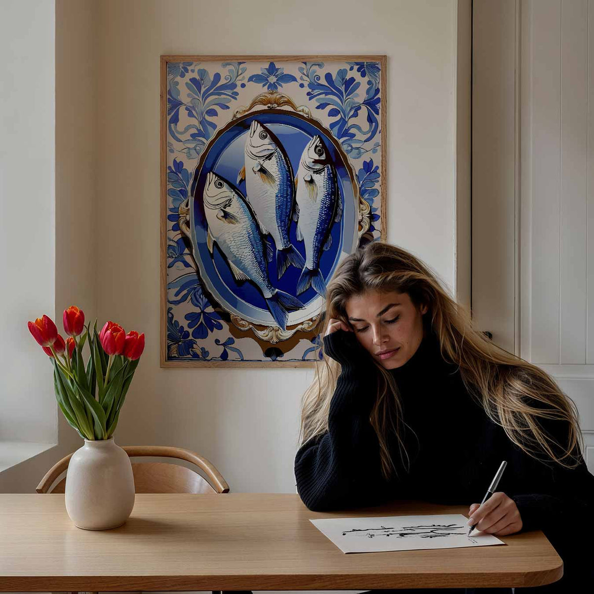 Klassieke Visservant – keuken poster als sfeervolle staande wanddecoratie